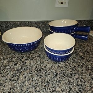 Stunning Cobalt Blue Ceramic Bowls Set Of 5